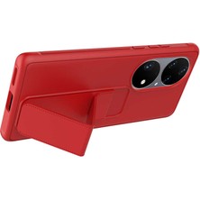 Case 4U Huawei P50 Pro Kılıf Stand Olabilen Mat Yüzey Kaliteli TPU Silikon Qstand Arka Kapak Gri