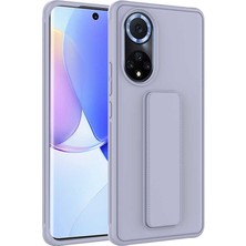 Case 4U Honor 50 Kılıf Stand Olabilen Mat Yüzey Kaliteli TPU Silikon Qstand Arka Kapak Gri