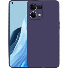 Case 4U Oppo Reno 7 4g Kılıf Klasik Mat Renkli Yumuşak Premier Silikon Lacivert