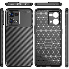 Case 4U Oppo Reno 7 4g Kılıf Rugged Armor Karbon Desenli Lüx Negro Silikon Arka Kapak Lacivert