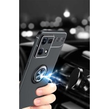 Case 4U Oppo Reno 7 4g Kılıf Kamera Korumalı Autofocus Shockprof Ravel Yüzüklü Standlı Slikon Kapak Siyah