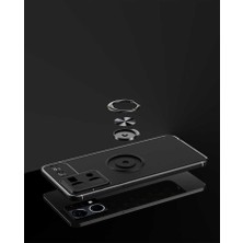 Case 4U Oppo Reno 7 4g Kılıf Kamera Korumalı Autofocus Shockprof Ravel Yüzüklü Standlı Slikon Kapak Siyah