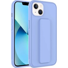 Case 4U Apple iPhone 13 Kılıf Stand Olabilen Mat Yüzey Kaliteli TPU Silikon Qstand Arka Kapak Lila