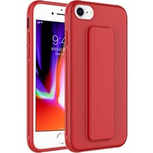 Case 4U Apple iPhone Se 2022 / Se 2020 / 8 / 7 Kılıf Stand Olabilen Mat Yüzey Kaliteli TPU Silikon Qstand Arka Kapak Kırmızı