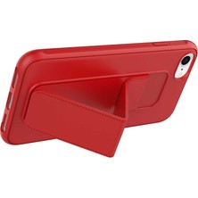 Case 4U Apple iPhone Se 2022 / Se 2020 / 8 / 7 Kılıf Stand Olabilen Mat Yüzey Kaliteli TPU Silikon Qstand Arka Kapak Kırmızı