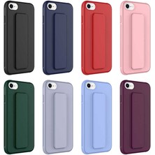 Case 4U Apple iPhone Se 2022 / Se 2020 / 8 / 7 Kılıf Stand Olabilen Mat Yüzey Kaliteli TPU Silikon Qstand Arka Kapak Kırmızı