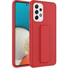 Case 4U A52 / A52s Uyumlu Kılıf Stand Olabilen Mat Yüzey Kaliteli TPU Silikon Qstand Arka Kapak Kırmızı
