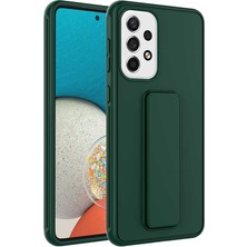 Case 4U A52 / A52s Uyumlu Kılıf Stand Olabilen Mat Yüzey Kaliteli TPU Silikon Qstand Arka Kapak Koyu Yeşil
