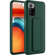 Case 4U Xiaomi Redmi 10 Kılıf Stand Olabilen Mat Yüzey Kaliteli TPU Silikon Qstand Arka Kapak Koyu Yeşil