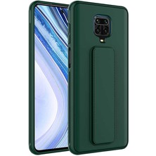 Case 4U Xiaomi Redmi Note 9s / 9 Pro Kılıf Stand Olabilen Mat Yüzey Kaliteli TPU Silikon Qstand Arka Kapak Koyu Yeşil