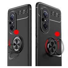 Case 4U Huawei Nova 9 SE Kılıf Kamera Korumalı Autofocus Shockprof Ravel Yüzüklü Standlı Slikon Kapak Siyah - Mavi