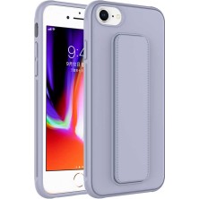 Case 4U Apple iPhone Se 2022 / Se 2020 / 8 / 7 Kılıf Stand Olabilen Mat Yüzey Kaliteli TPU Silikon Qstand Arka Kapak Gri