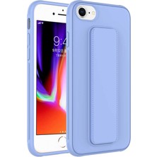 Case 4U Apple iPhone Se 2022 / Se 2020 / 8 / 7 Kılıf Stand Olabilen Mat Yüzey Kaliteli TPU Silikon Qstand Arka Kapak Lila