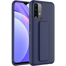 Case 4U Xiaomi Redmi Note 10 / 10s Kılıf Stand Olabilen Mat Yüzey Kaliteli TPU Silikon Qstand Arka Kapak Lacivert