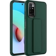 Case 4U Xiaomi Redmi Note 11 Pro 5g Kılıf Stand Olabilen Mat Yüzey Kaliteli TPU Silikon Qstand Arka Kapak Koyu Yeşil