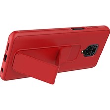 Case 4U Xiaomi Redmi Note 9s / 9 Pro Kılıf Stand Olabilen Mat Yüzey Kaliteli TPU Silikon Qstand Arka Kapak Kırmızı