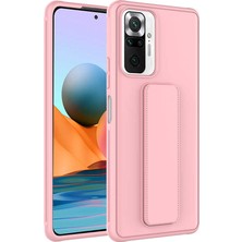 Case 4U Xiaomi Redmi Note 10 Pro Kılıf Stand Olabilen Mat Yüzey Kaliteli TPU Silikon Qstand Arka Kapak Pembe