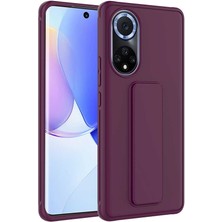 Case 4U Honor 50 Kılıf Stand Olabilen Mat Yüzey Kaliteli TPU Silikon Qstand Arka Kapak Mürdüm