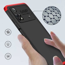 Case 4U Xiaomi Poco M4 Pro 4G Kılıf 3 Parçalı Tam Koruma Sert Mika Ays Kapak Kırmızı