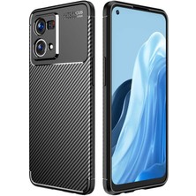 Case 4U Oppo Reno 7 4g Kılıf Rugged Armor Karbon Desenli Lüx Negro Silikon Arka Kapak Siyah