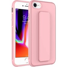 Case 4U Apple iPhone Se 2022 / Se 2020 / 8 / 7 Kılıf Stand Olabilen Mat Yüzey Kaliteli TPU Silikon Qstand Arka Kapak Pembe