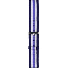 Markacase Samsung Galaxy Watch 4 Classic 46 mm R890 Için Pantheon Şeritli Kordon Lacivert Beyaz Mavi