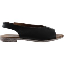 Bueno Shoes Siyah Deri Kadın Düz Sandalet