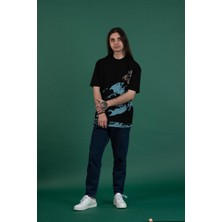 Oversize Baskılı Sıfır Yaka Erkek Penye T-Shirt