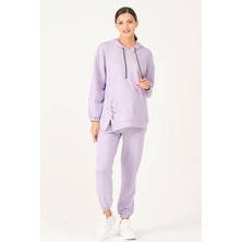 Busa Hamile Emzirme Detaylı Eşofman Takımı Lila