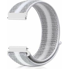 Markacase Samsung Galaxy Watch 4 Classic 42 mm R880 Için Dokuma Kordon Beyaz Çizgili