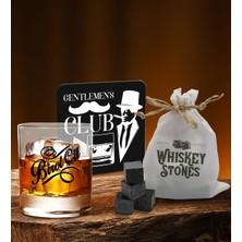 Bk Gift Kişiye Özel Viski Bardağı Ahşap Bardak Altlığı ve 6’lı Granit Viski Taşı Hediye Seti - Model 16