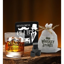 Bk Gift Kişiye Özel Viski Bardağı Ahşap Bardak Altlığı ve 6’lı Granit Viski Taşı Hediye Seti - Model 22