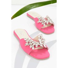 Bambi Mat Fuşya Saten  Kadın Terlik K04511000438