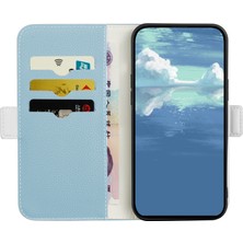 Yue Store Iphone 13 Pro Light Blue Için Litchi Doku Kılıfı (Yurt Dışından)