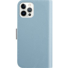 Yue Store Iphone 13 Pro Light Blue Için Litchi Doku Kılıfı (Yurt Dışından)