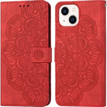 Yue Store Iphone 13 Mini Kırmızı Için Mandala Deri Kılıf (Yurt Dışından)