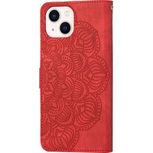 Yue Store Iphone 13 Mini Kırmızı Için Mandala Deri Kılıf (Yurt Dışından)