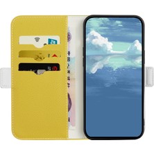 Yue Store Iphone 13 Mini Sarı Için Litchi Doku Kılıfı (Yurt Dışından)