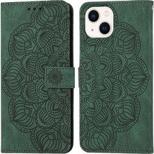 Yue Store Iphone 13 Mini Yeşil Için Mandala Deri Kılıf (Yurt Dışından)