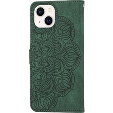 Yue Store Iphone 13 Mini Yeşil Için Mandala Deri Kılıf (Yurt Dışından)