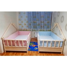 Baby Kinder Back Roofed Doğal Ahşap Yatak Montessori Bebek ve Çocuk Karyolası