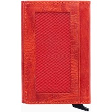 Damy Hakiki Deri Unisex Mekanizmalı Kartlık 611CR - Kırmızı