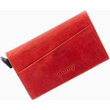 Damy Hakiki Deri Unisex Mekanizmalı Kartlık 611CR - Kırmızı