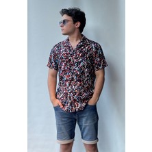 Salve Regular Fit Kısa Kollu Apaj Yaka Multicolor Gömlek 22710