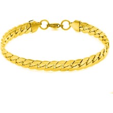 Trend Collection Snake Model Unisex Kararmaz Gold Çelik Bileklik