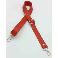 Angel Çanta Aksesuar Suni Deri Ayarlı Çanta Sapı 120X2.4 cm Kırmızı Gümüş Metal