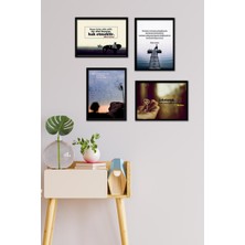 Takivis Başarı Temalı 4 Parça Çerçeve Görünümlü Set Tablo