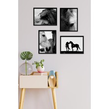 Takivis Çift At  4 Parça Çerçeve Görünümlü Set Tablo