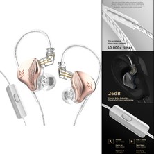 Sunfay Çift Hibrid Sürücü Kulaklık 0.75MM 2pin Oyun Hd Stereo Hıfı Bas Spor Mic ile Gül Altın (Yurt Dışından)