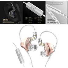 Sunfay Çift Hibrid Sürücü Kulaklık 0.75MM 2pin Oyun Hd Stereo Hıfı Bas Spor Mic ile Gül Altın (Yurt Dışından)